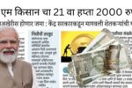 PM किसानचा 21 वा हप्ता जाहीर! ‘या’ तारखेला शेतकऱ्यांच्या खात्यात थेट ₹2000 जमा होणार!