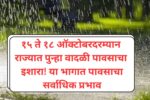 १५ ते १८ ऑक्टोबरदरम्यान राज्यात पुन्हा वादळी पावसाचा इशारा! या भागात सर्वाधिक प्रभाव