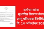 कर्मचाऱ्यांना सुधारित किमान वेतन लागूपरिपत्रक निर्गमित दिनांक – 14 ऑक्टोबर 2025